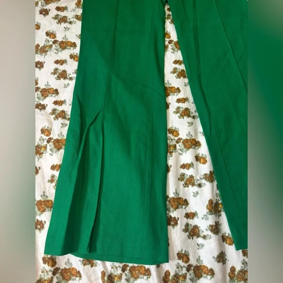 ANTHRO Elevenses the Brighton Kelly Green Linen Blend Pants Size 4 - Picture 12 of 13